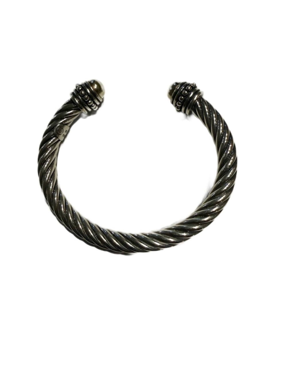 David Yurman Sterling Silver Cable Bracelet with Gold Accents, 7.25”